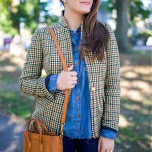 J. Crew Regent 100% Wool Houndstooth Plaid Blazer Jacket-14